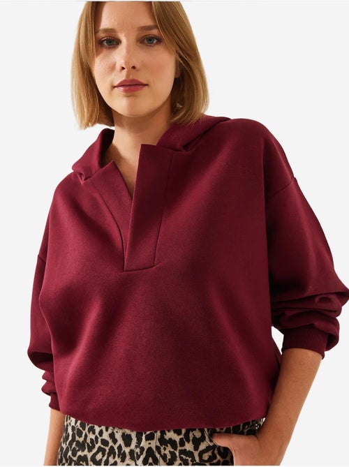 Sweatshirt com capuz e gola em v lucci - Kiabi Sweatshirt com capuz e gola em v lucci - Kiabi