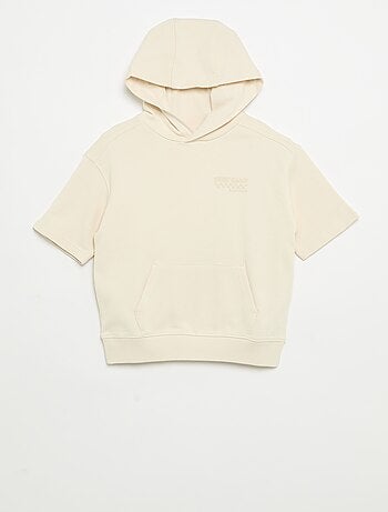 Sweatshirt com capuz e mangas curtas