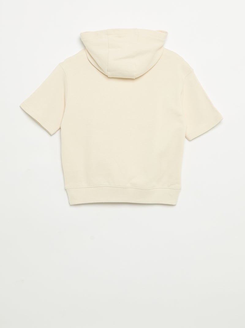 Sweatshirt com capuz e mangas curtas Cru - Kiabi