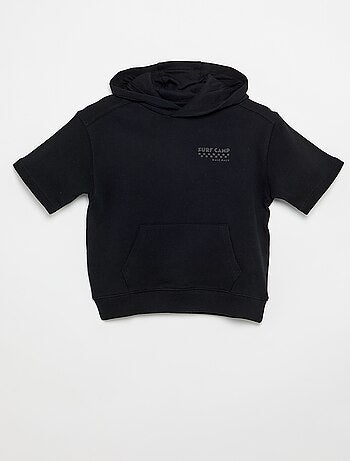 Sweatshirt com capuz e mangas curtas