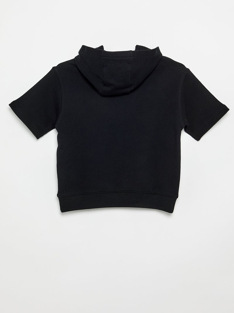 Sweatshirt com capuz e mangas curtas Preto - Kiabi