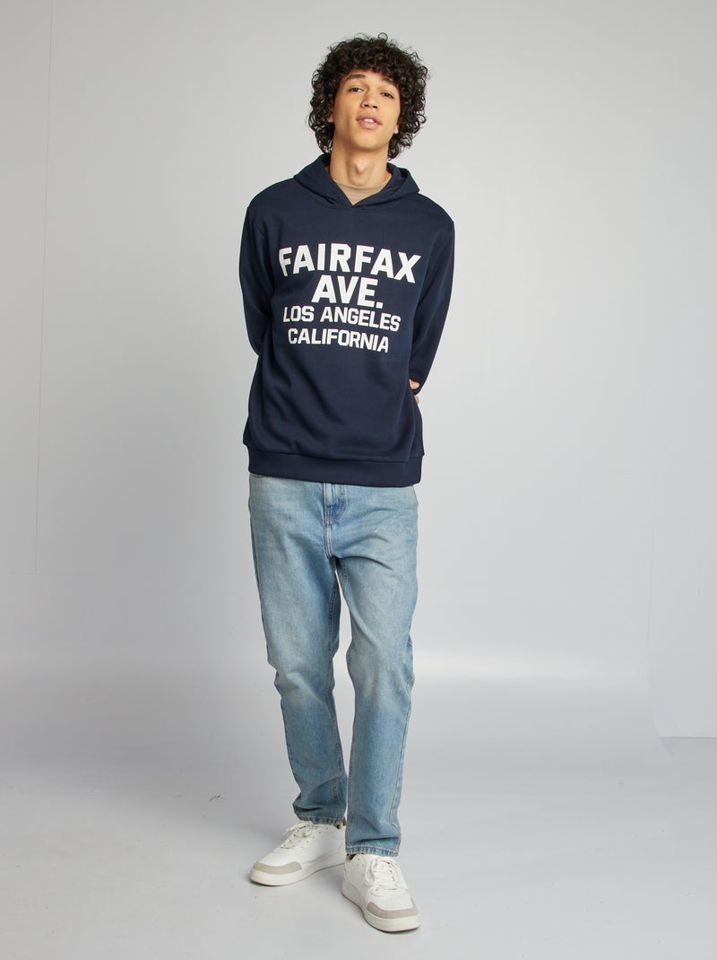 Sweatshirt com capuz e mensagem AZUL - Kiabi