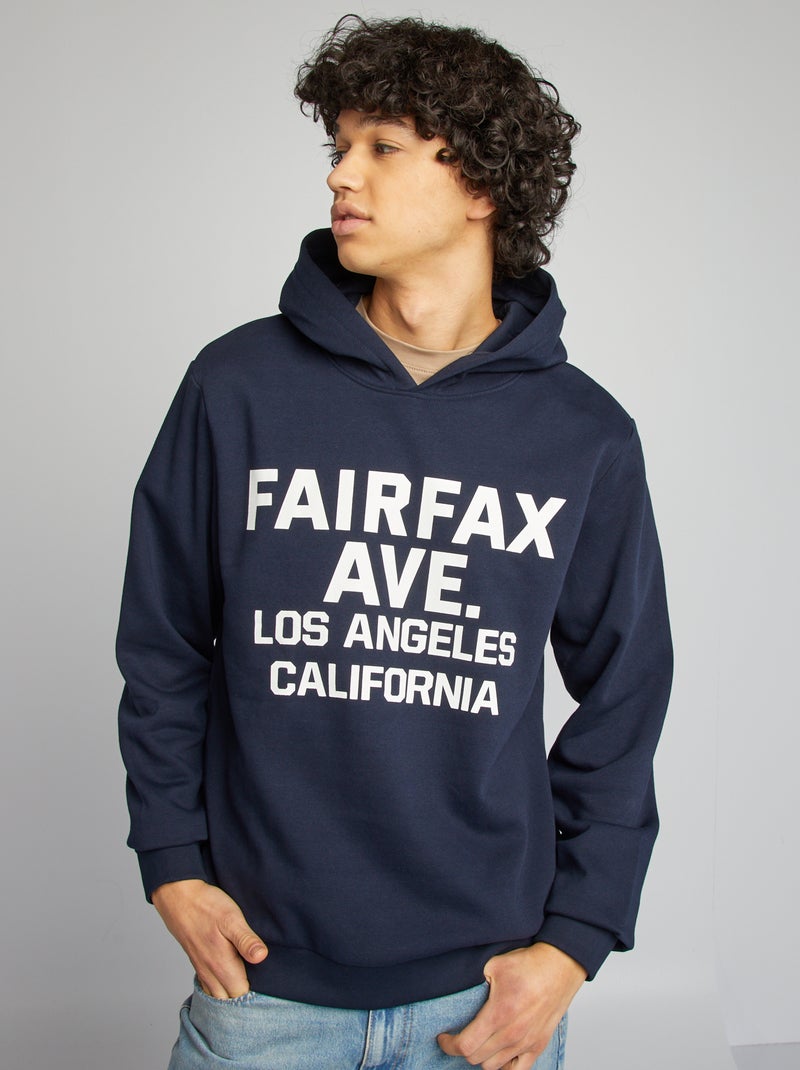 Sweatshirt com capuz e mensagem AZUL - Kiabi