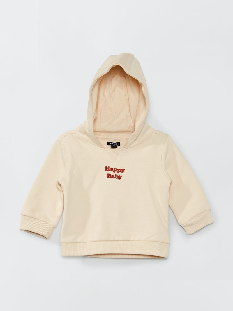 Sweatshirt com capuz e mensagem bordada BRANCO - Kiabi
