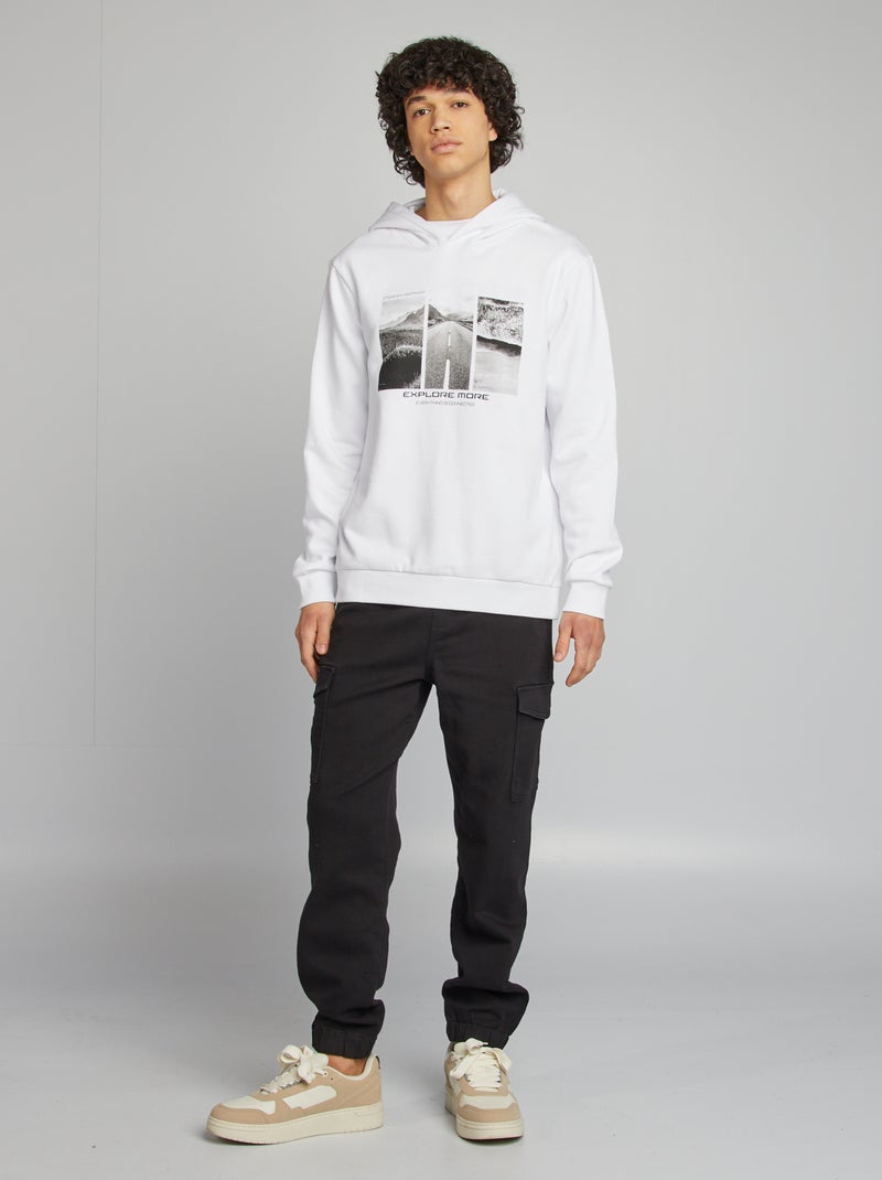 Sweatshirt com capuz e mensagem BRANCO - Kiabi