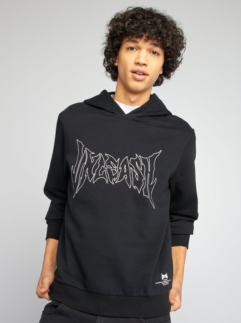 Sweatshirt com capuz e mensagem PRETO - Kiabi