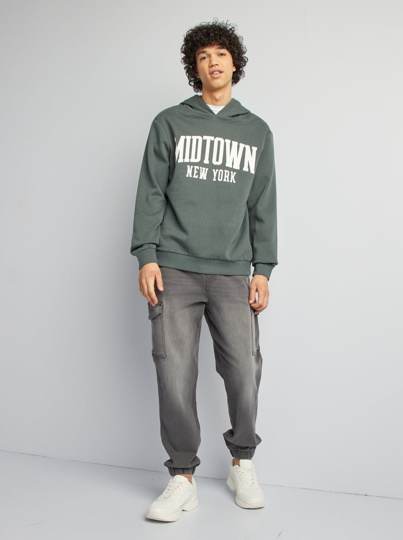 Sweatshirt com capuz e mensagem VERDE - Kiabi