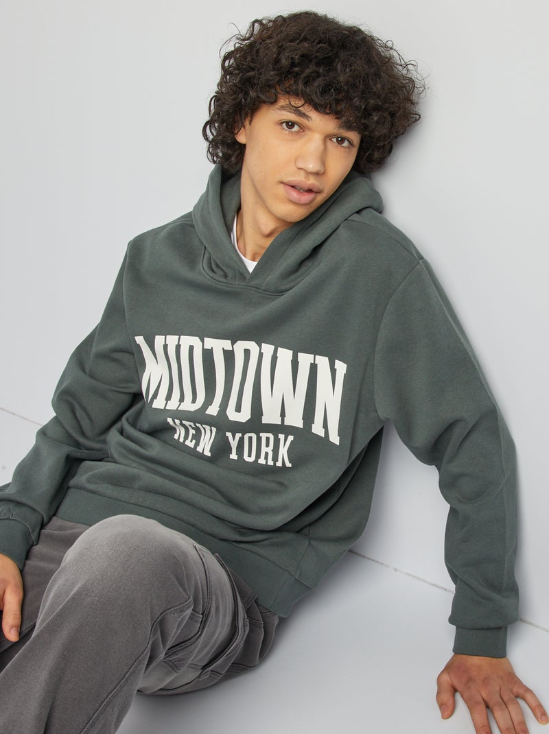 Sweatshirt com capuz e mensagem VERDE - Kiabi