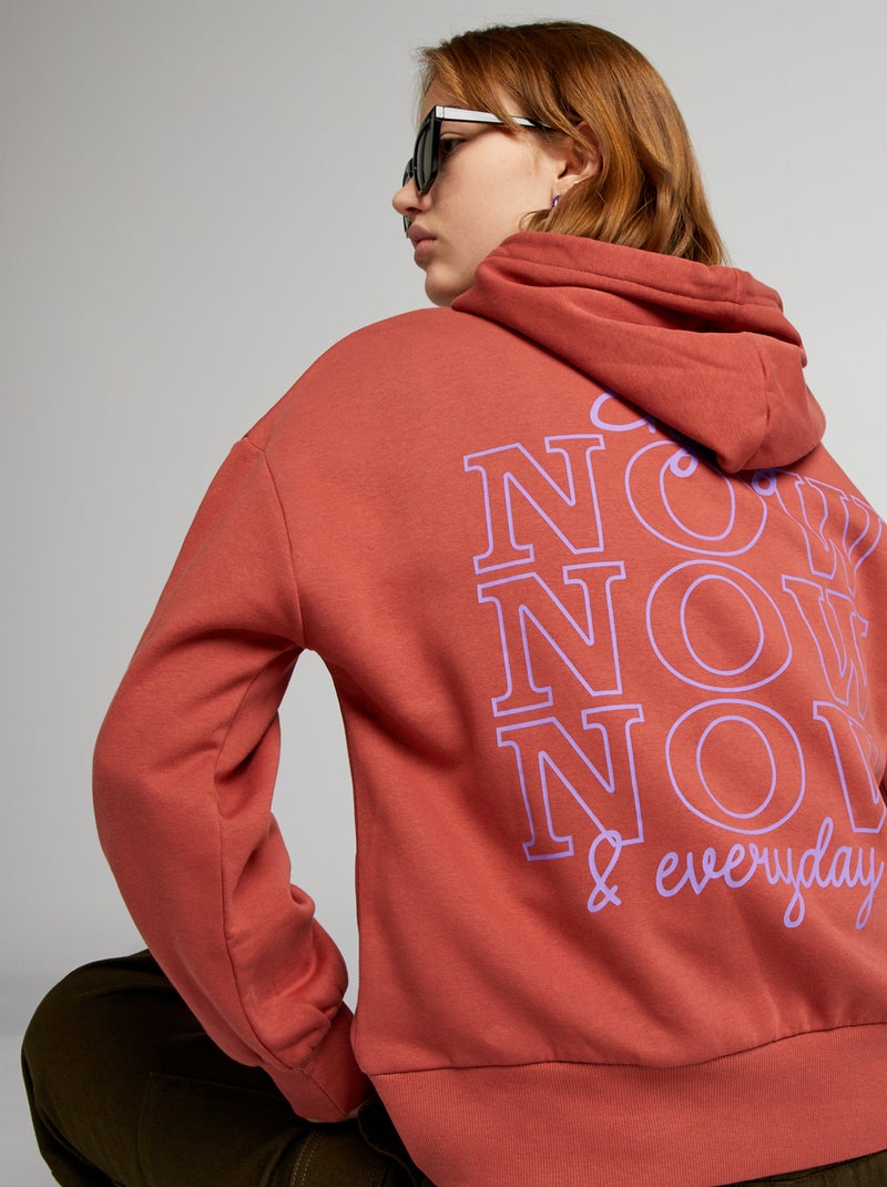 Sweatshirt com capuz e motivos VERMELHO - Kiabi