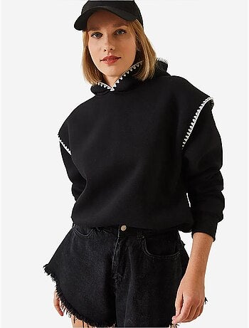 Sweatshirt com capuz e renda lucci