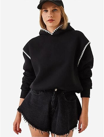 Sweatshirt com capuz e renda lucci