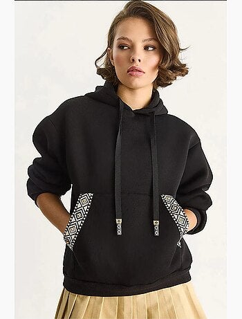 Sweatshirt com capuz em acrílico de corte descontraído lucci
