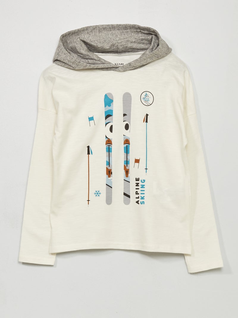 Sweatshirt com capuz em algodão BRANCO - Kiabi