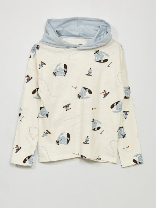 Sweatshirt com capuz em algodão - Kiabi