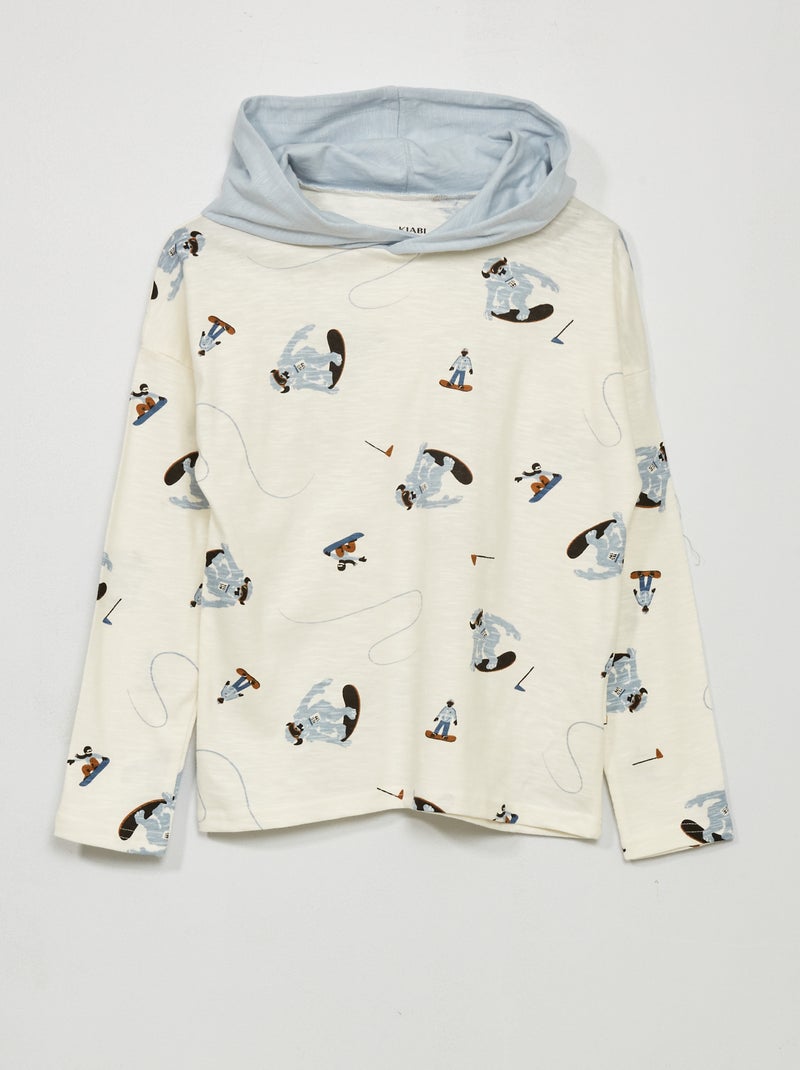 Sweatshirt com capuz em algodão BRANCO - Kiabi