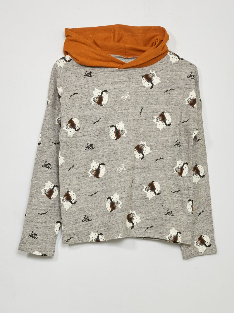 Sweatshirt com capuz em algodão CINZA - Kiabi