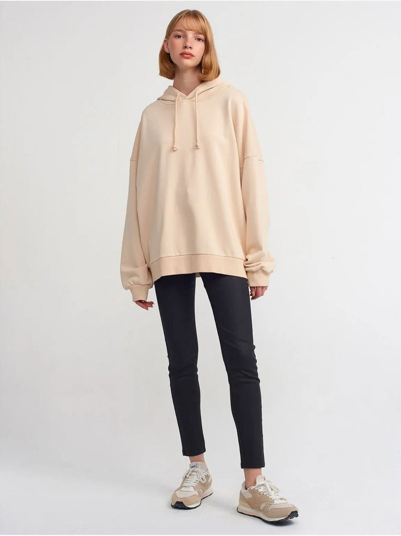 Sweatshirt com capuz em algodão oversized dilvin Bege-argila - Kiabi