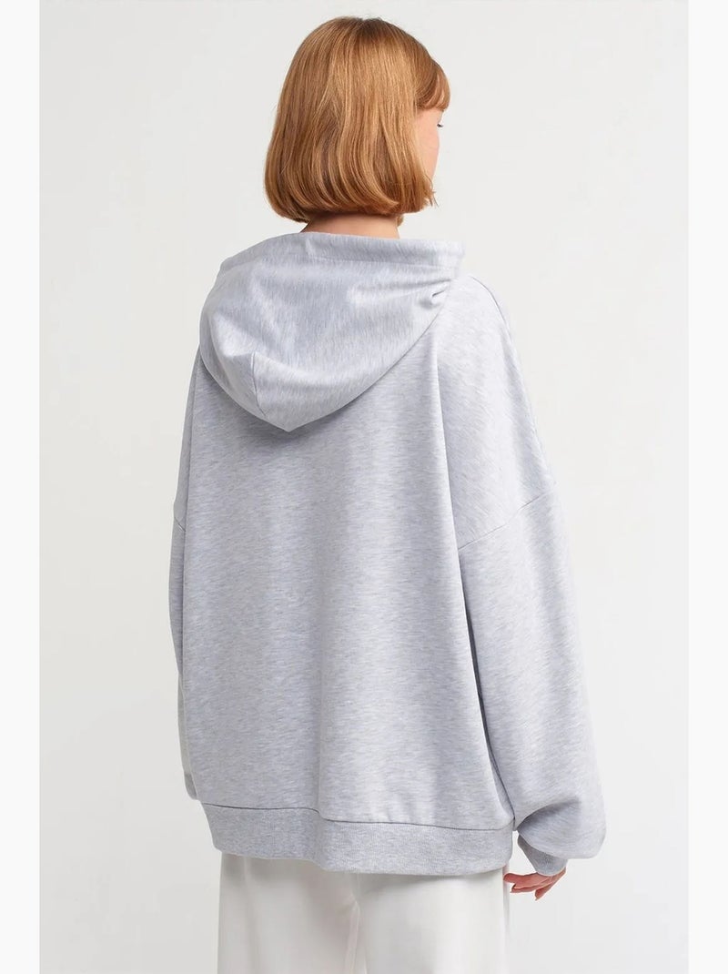 Sweatshirt com capuz em algodão oversized dilvin Cinza claro - Kiabi