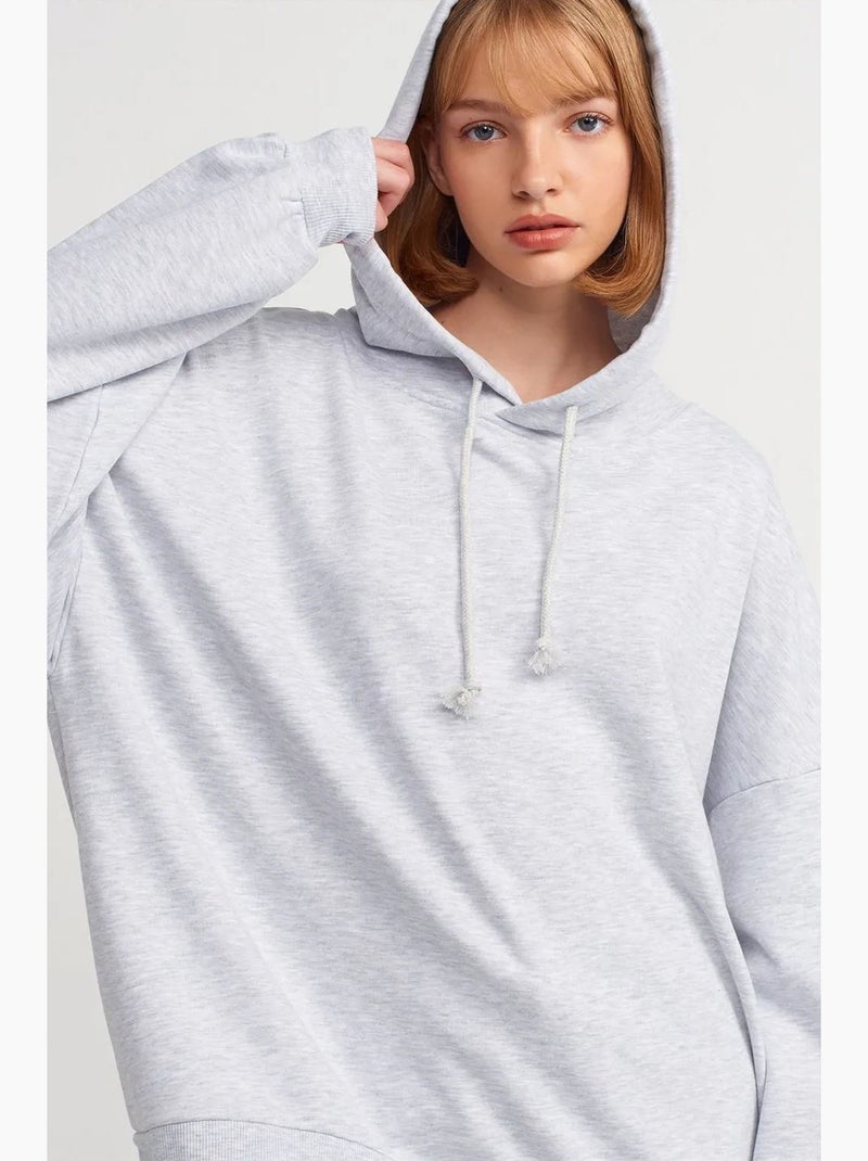 Sweatshirt com capuz em algodão oversized dilvin Cinza claro - Kiabi