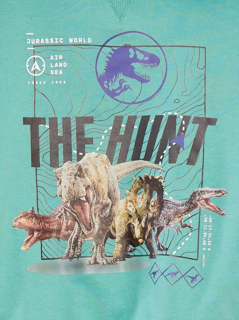 Sweatshirt com capuz em French Terry 'Mundo Jurássico' VERDE - Kiabi