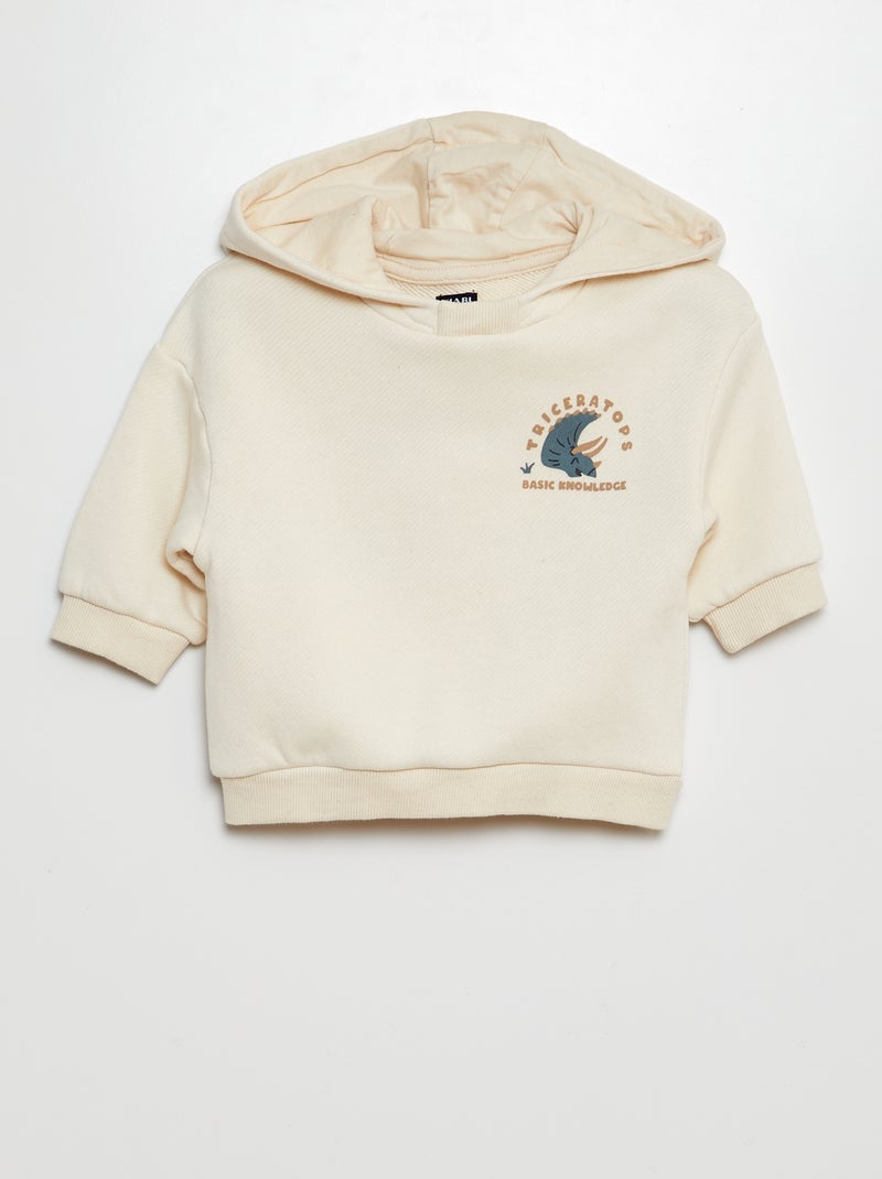 Sweatshirt com capuz em malha french terry BEGE - Kiabi