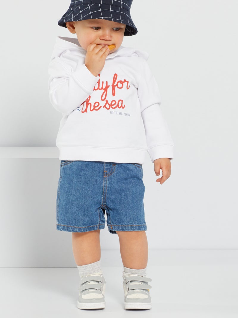 Sweatshirt com capuz em malha french terry BRANCO - Kiabi