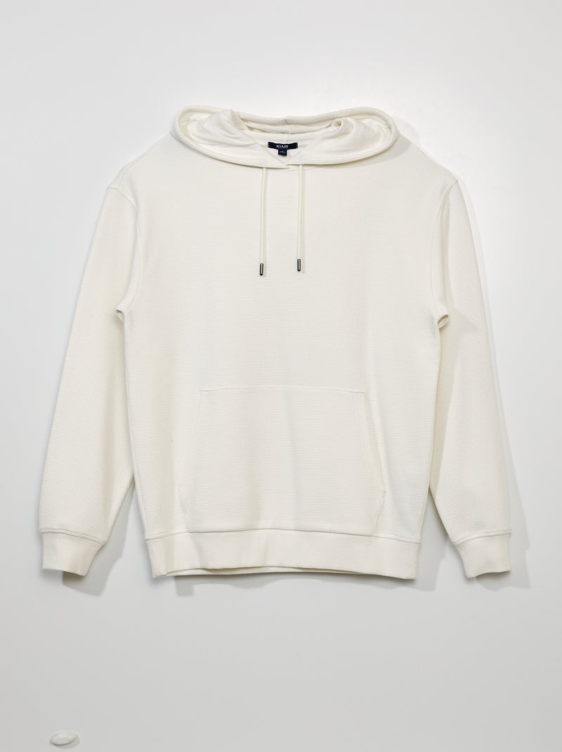 Sweatshirt com capuz em malha gofrada Branco - Kiabi
