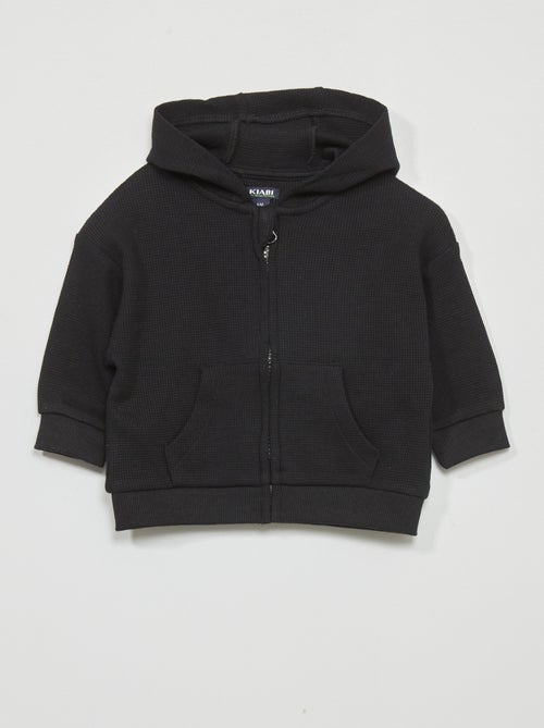 Sweatshirt com capuz em malha gofrada - Kiabi