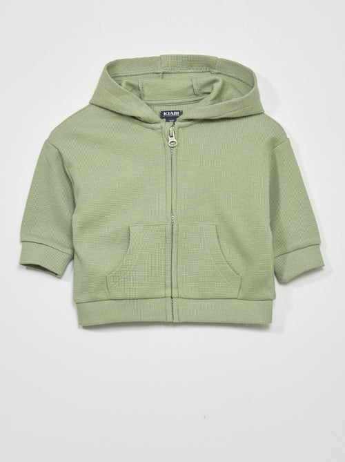 Sweatshirt com capuz em malha gofrada - Kiabi