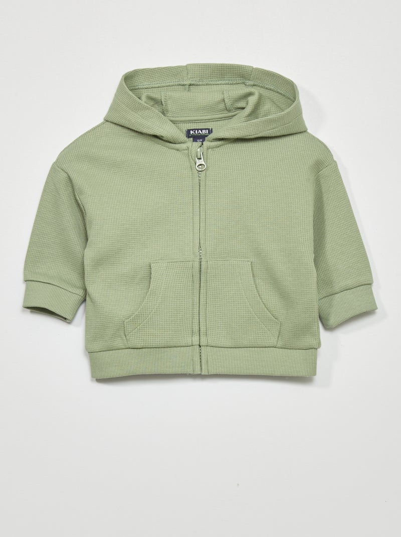 Sweatshirt com capuz em malha gofrada VERDE - Kiabi