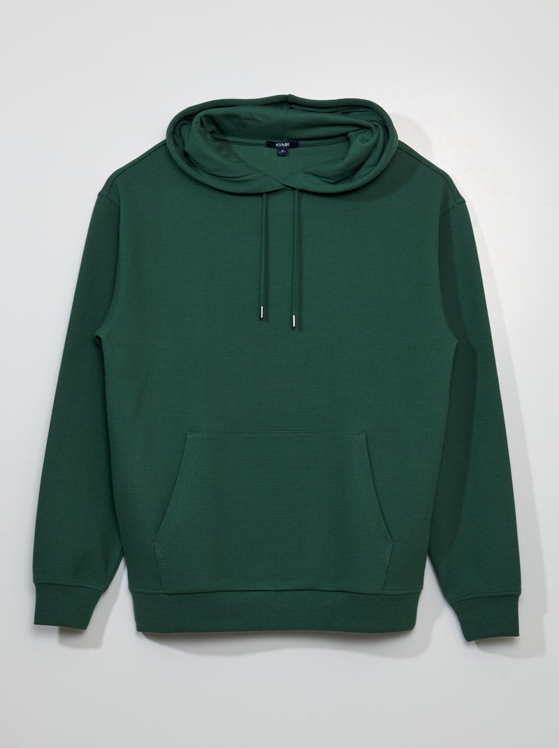 Sweatshirt com capuz em malha gofrada Verde - Kiabi