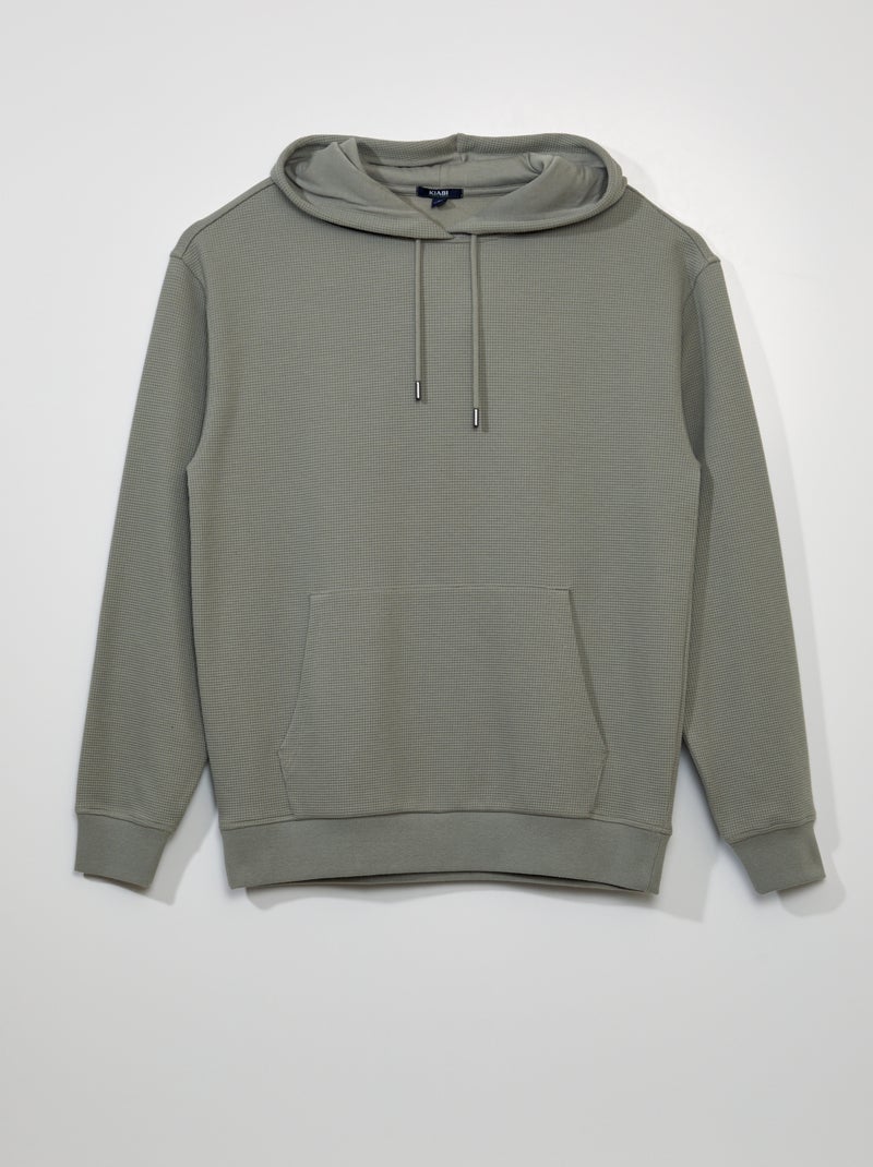 Sweatshirt com capuz em malha gofrada VERDE - Kiabi