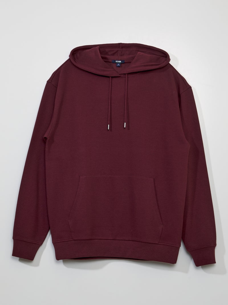 Sweatshirt com capuz em malha gofrada VERMELHO - Kiabi