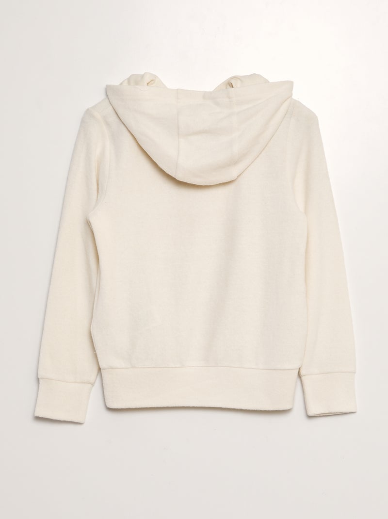 Sweatshirt com capuz em malha peluche BRANCO - Kiabi