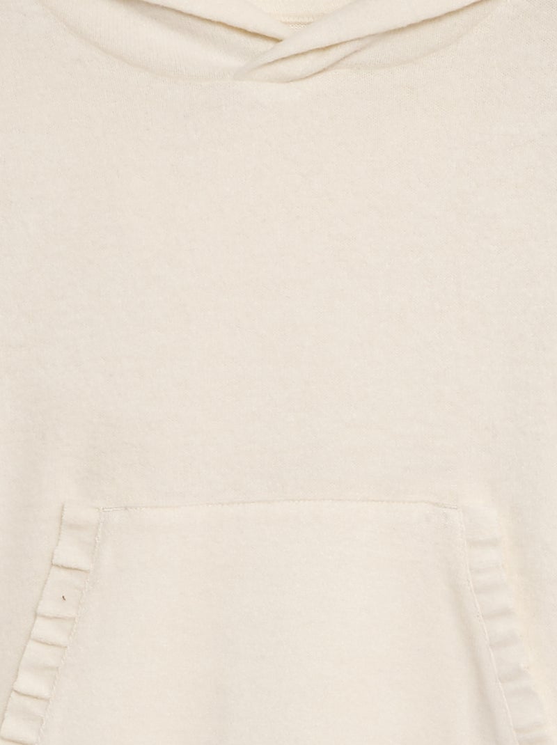 Sweatshirt com capuz em malha peluche BRANCO - Kiabi