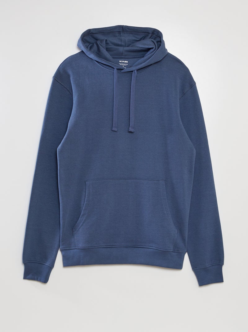 Sweatshirt com capuz em malha piqué AZUL - Kiabi