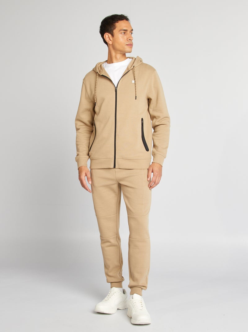 Sweatshirt com capuz em malha piqué BEGE - Kiabi