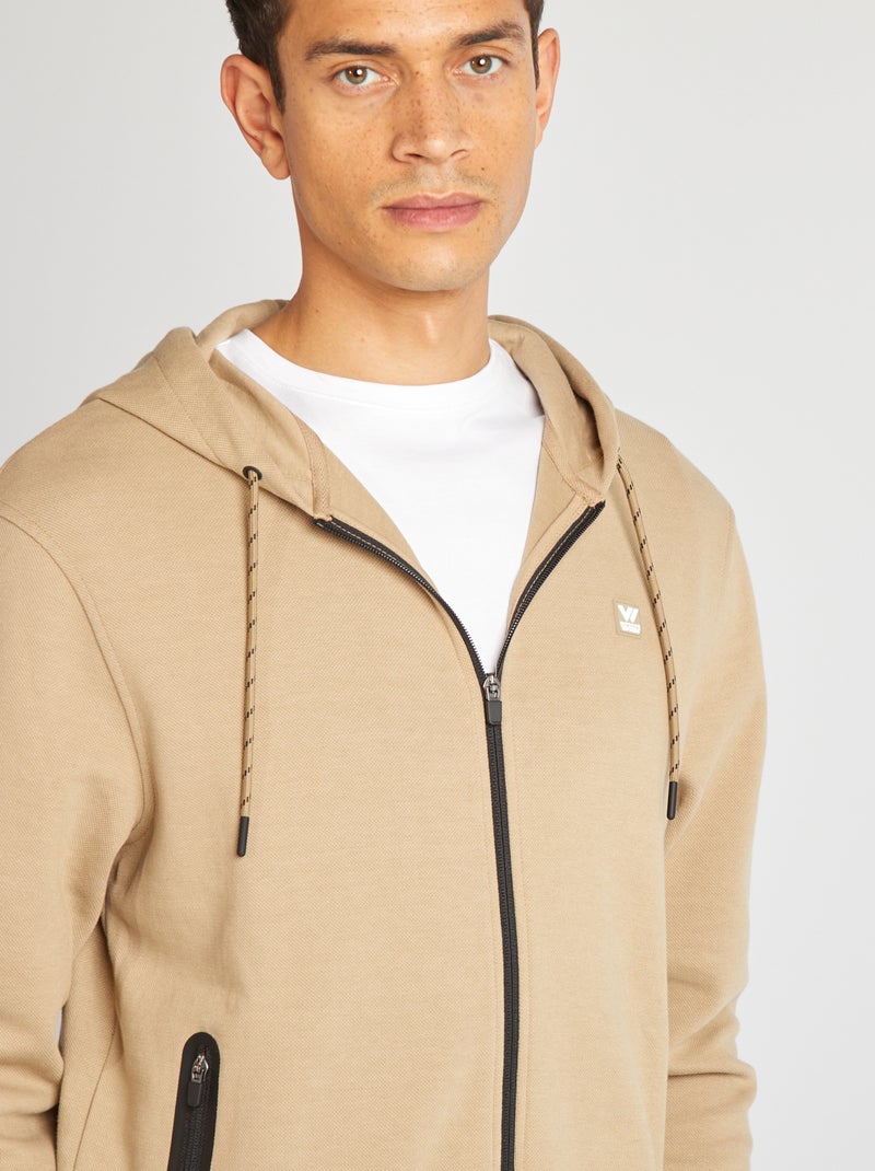 Sweatshirt com capuz em malha piqué BEGE - Kiabi