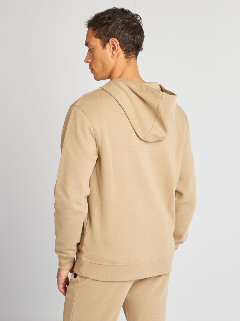 Sweatshirt com capuz em malha piqué BEGE - Kiabi