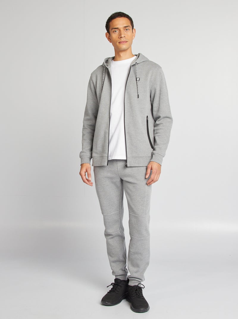 Sweatshirt com capuz em malha piqué CINZA - Kiabi