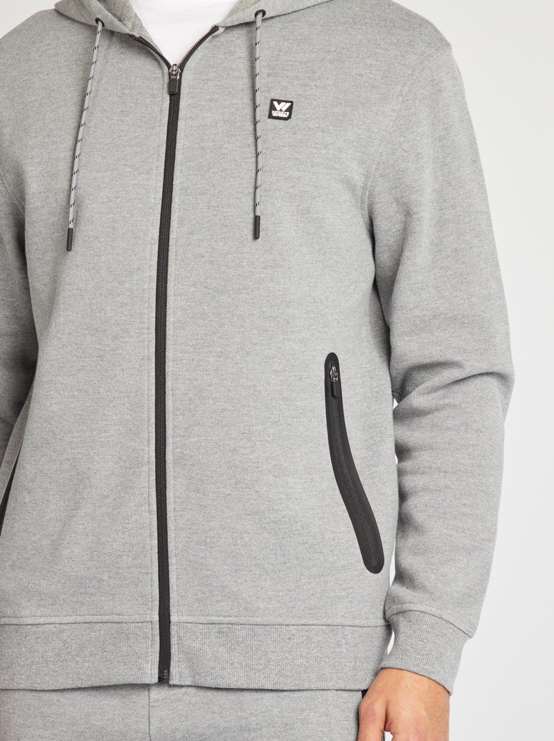 Sweatshirt com capuz em malha piqué CINZA - Kiabi