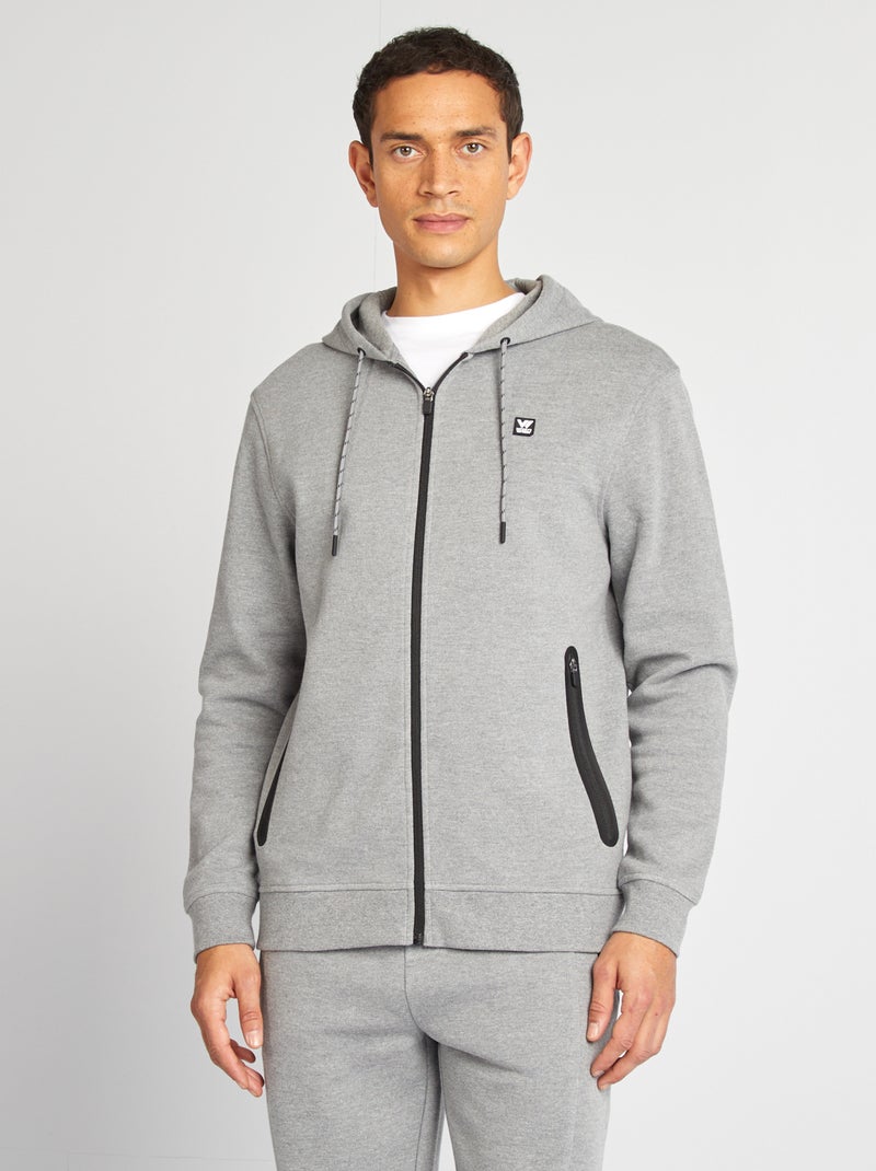 Sweatshirt com capuz em malha piqué CINZA - Kiabi