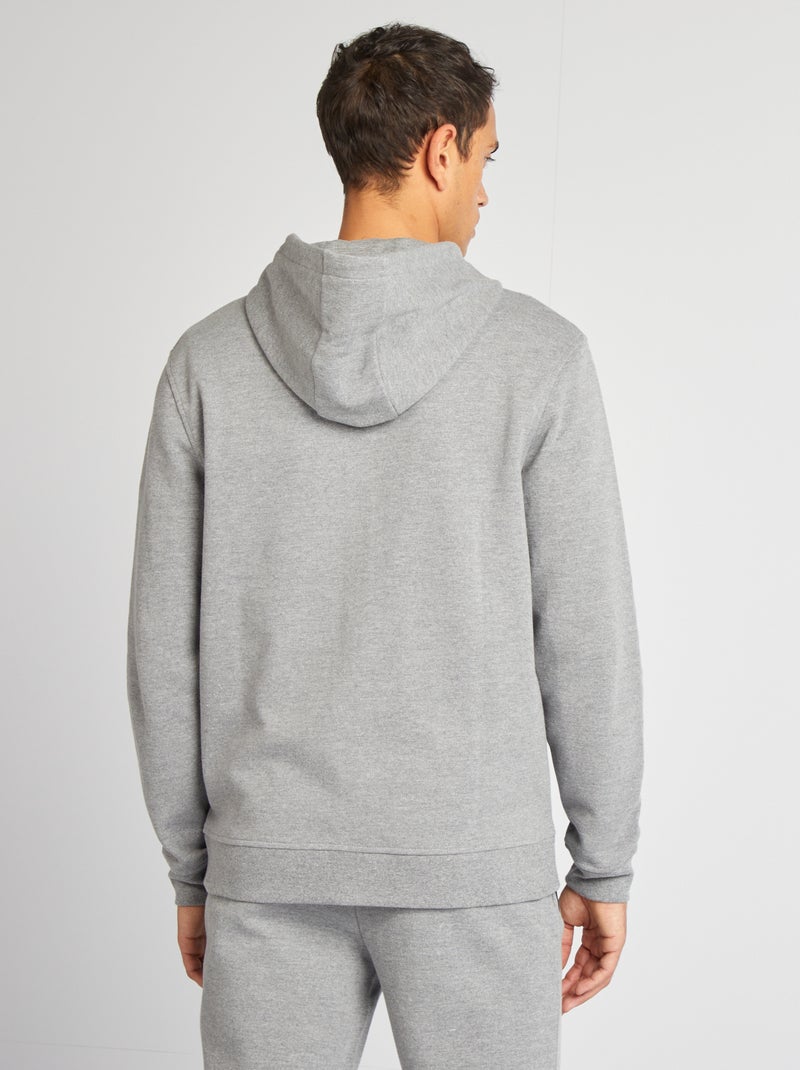 Sweatshirt com capuz em malha piqué CINZA - Kiabi