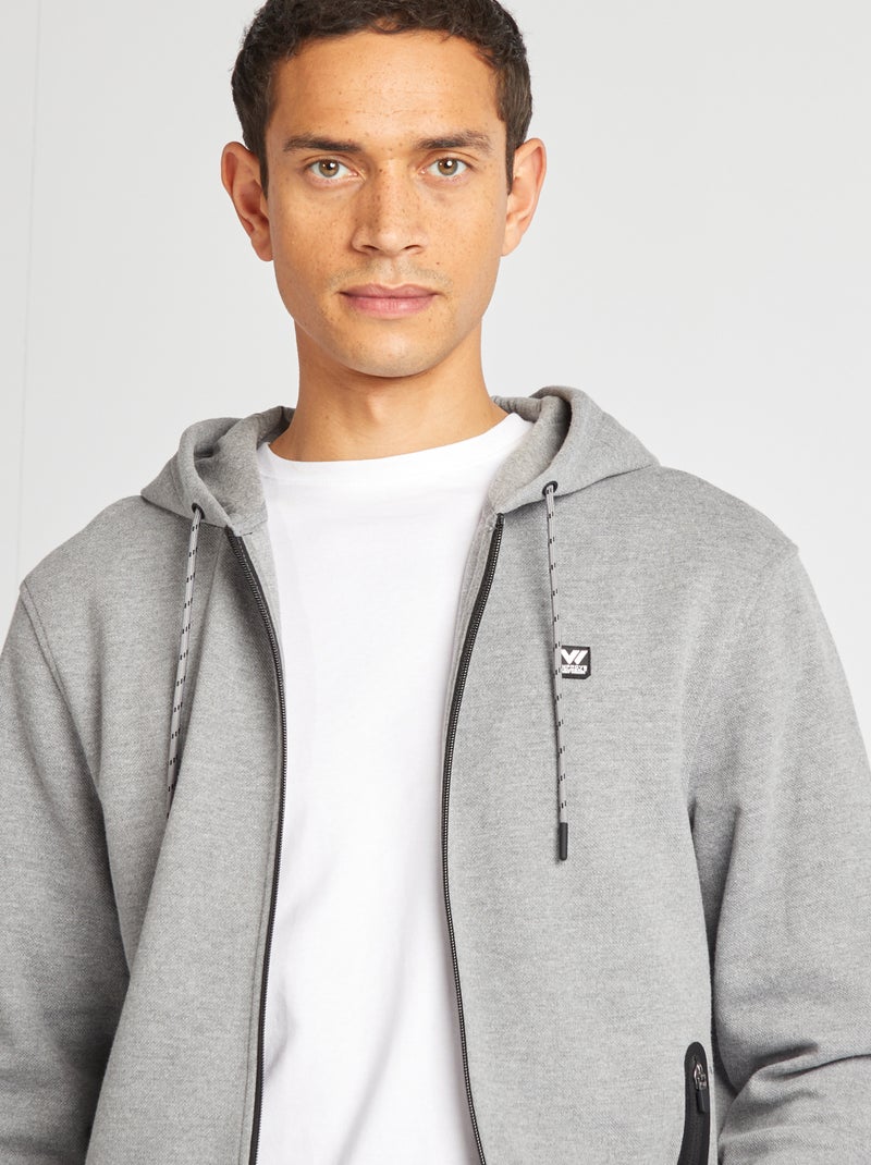 Sweatshirt com capuz em malha piqué CINZA - Kiabi