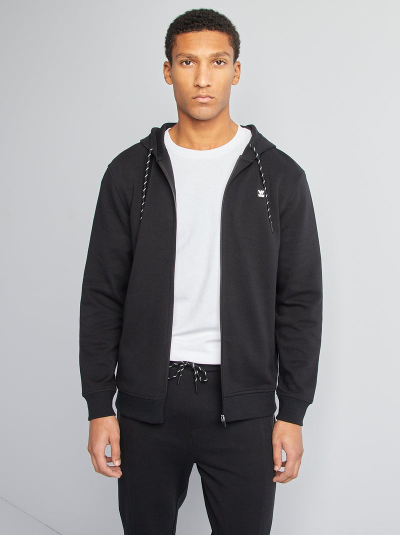 Sweatshirt com capuz em malha piqué Preto - Kiabi