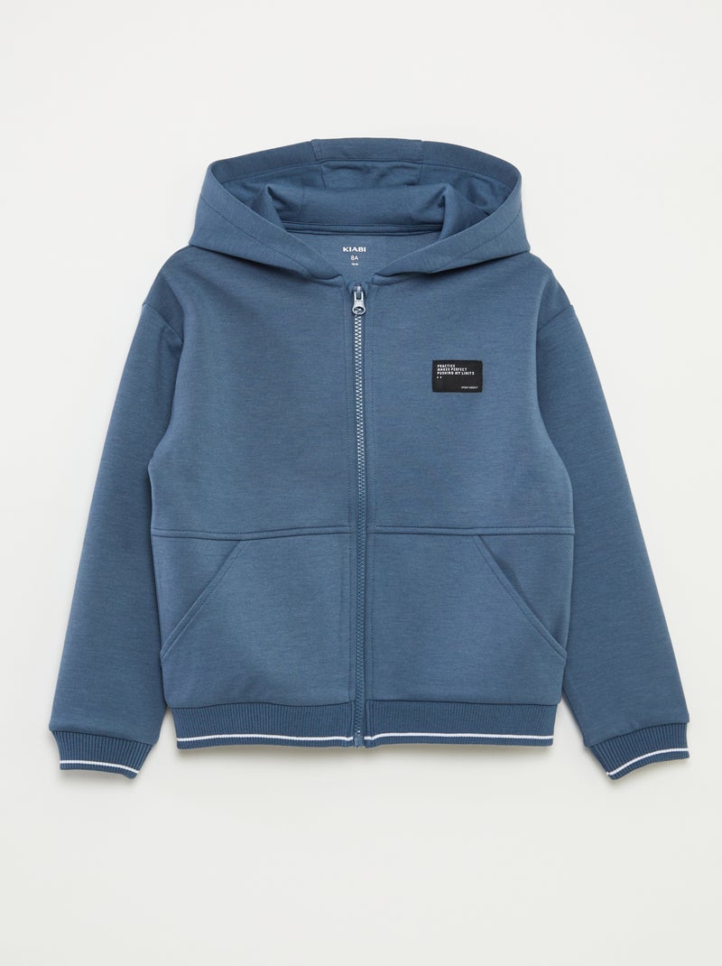 Sweatshirt com capuz em material suave AZUL - Kiabi