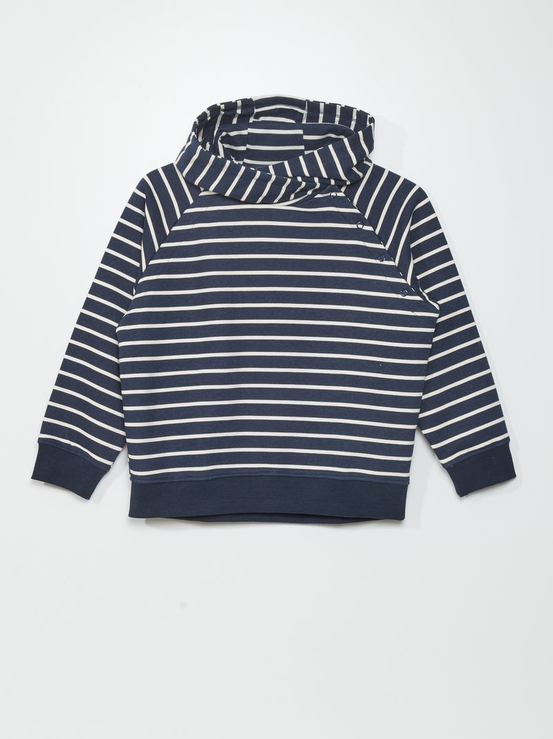 Sweatshirt com capuz em moletão - Fácil de vestir AZUL - Kiabi