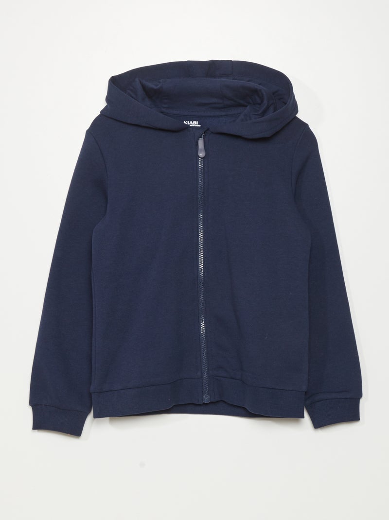 Sweatshirt com capuz em moletão - Fácil de vestir PRETO - Kiabi
