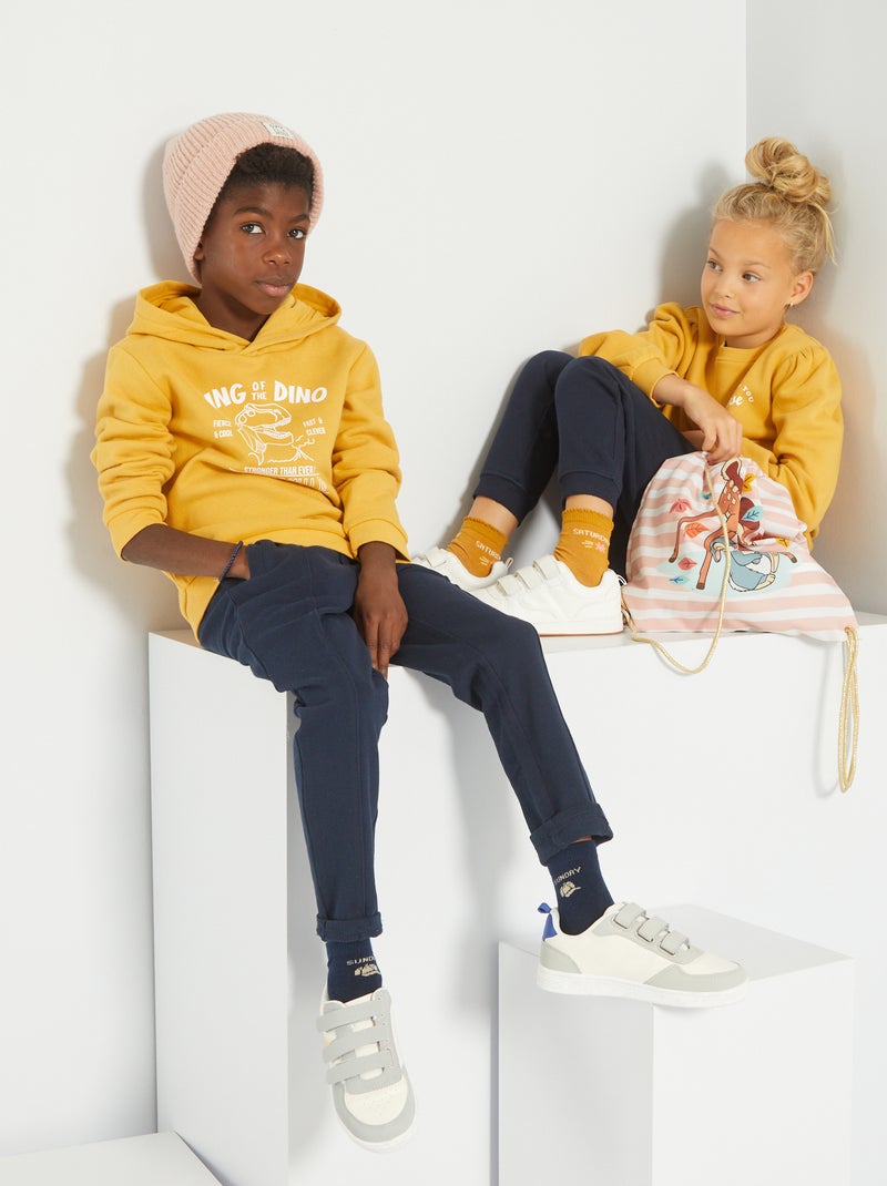 Sweatshirt com capuz em moletão AMARELO - Kiabi