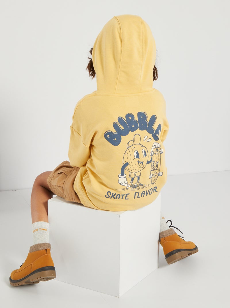Sweatshirt com capuz em moletão AMARELO - Kiabi